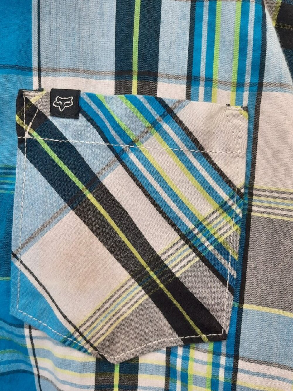 Fox Racing Youth Boys Plaid Button Up Shirt Size M (10/12) Blue Black White - Picture 5 of 9